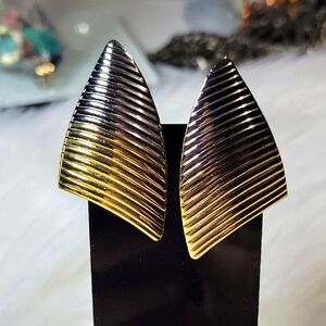 Gold and Silver Striped Earrings